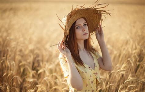 wallpaper wheat girl hat dress sergey sorokin daria kostina for mobile and desktop section