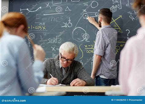 Student By Blackboard Stock Image Image Of Formula 114428293