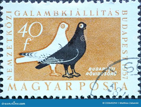 Hungary Circa 1957 A Post Stamp Printed In Hungary Showing Two