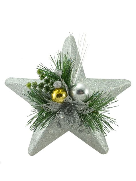Silver Star Hanging Decoration 27cm Christmas Decorations The