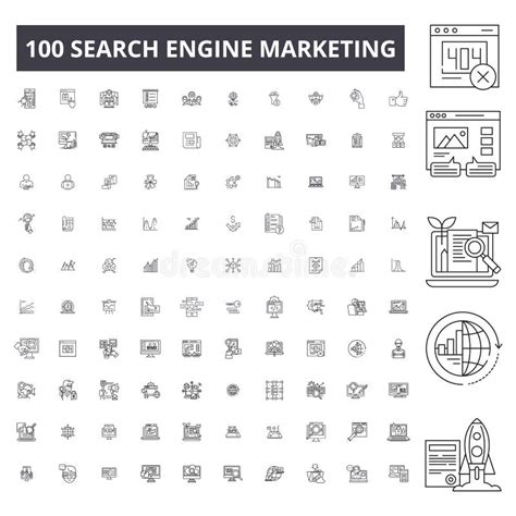 Search Engine Marketing Editable Line Icons 100 Vector Set Collection