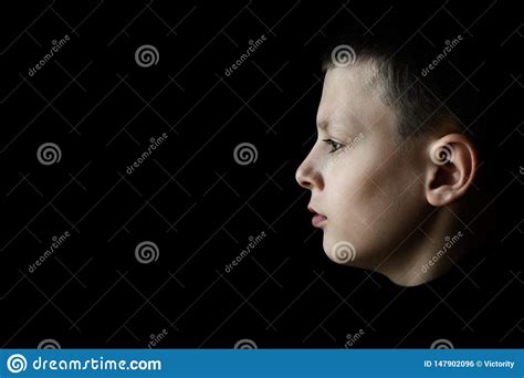 Depressed Sad Boy Profile Portrait Stock Photo Image Of Hair Male 147902096