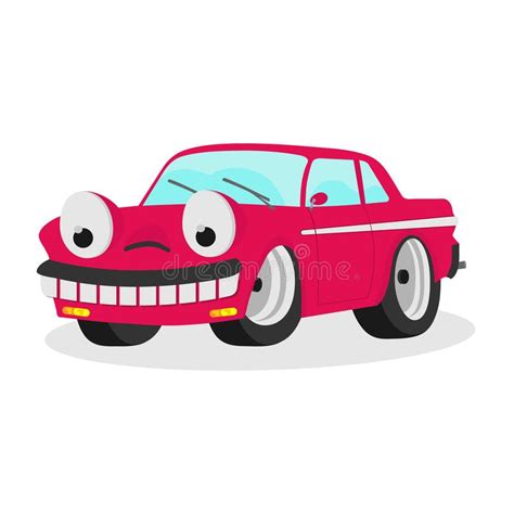 Funny Cartoon Car Auto Smile With Smoke Vector Illustration For Kids