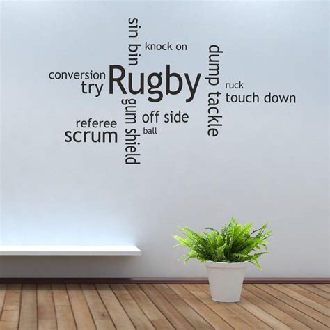 Rugby Collage Wall Art Picture Sticker Ball Gum Shield Scrum Cap In