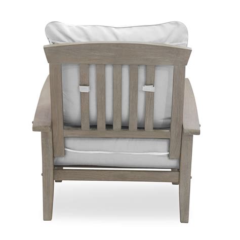 Caterina Weathered Teak Wood Outdoor Lounge Chair With Off White