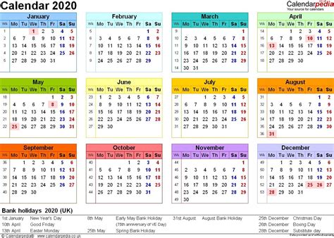 Free printable monthly calendar with holidays. Calendar 2020 With Bank Holidays Uk | Free Printable Calendar