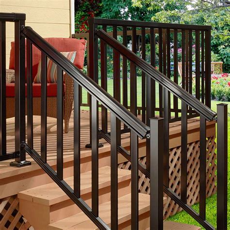 Right now, i'm planning on staining the very top handrail, and painting the other two rails white. ALUMINUM STAIR HAND AND BASE RAIL 6 Ft Black Durable Deck ...