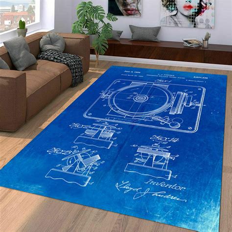 Continuous Multiple Record Player Patent Area Rug HighSportPrint