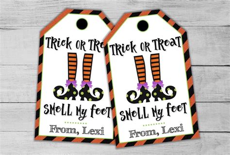 Trick Or Treat Smell My Feet Halloween Thank You Tags Happy Etsy