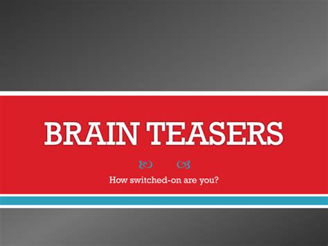 Whole School Starter Tutor Time Brain Teasers Teaching Resources