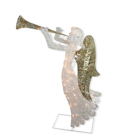 Northlight 48 Lighted Glittered Silver And Gold Trumpeting Angel