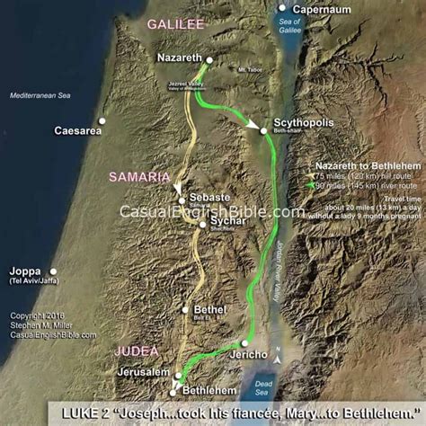 Luke 2 Map Of Trip Nazareth To Bethlehem Copyright Stephen M Miller