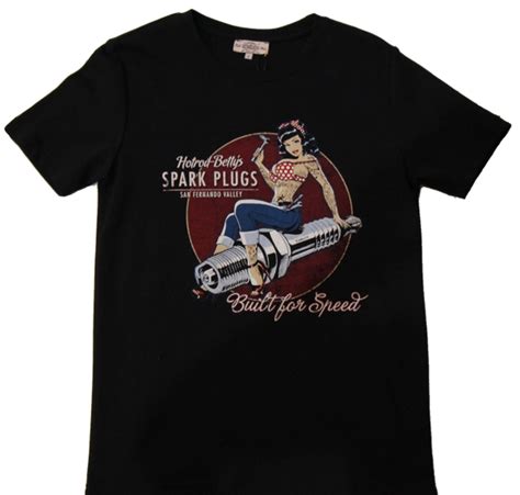 Hotrod Betty Spark Plugs T Shirt Kiss Kiss Bang Clothing