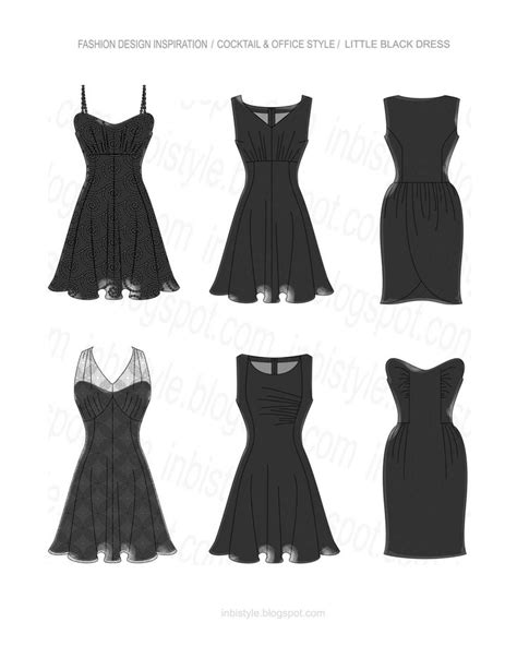 Four Different Styles Of Dresses In Black And White