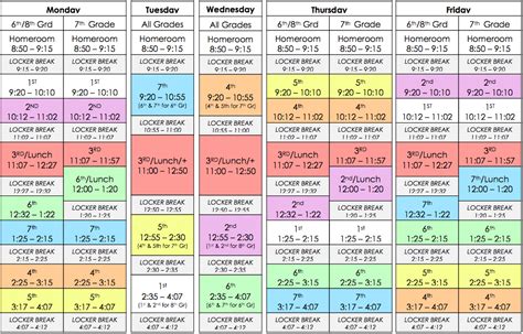 Master Schedule Middle School Schedule School Schedule
