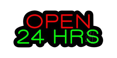 Open 24 Hrs Contoured Black Backing Led Neon Sign 24 Hours Open Neon