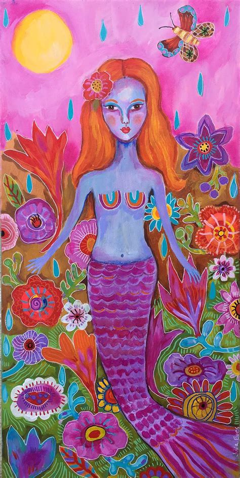 Orginal Acrylic Mermaid Painting Coastal Decor Etsy Mermaid