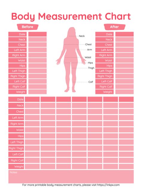 Free Printable Colorful Guided Tile Style Body Measurement Chart For