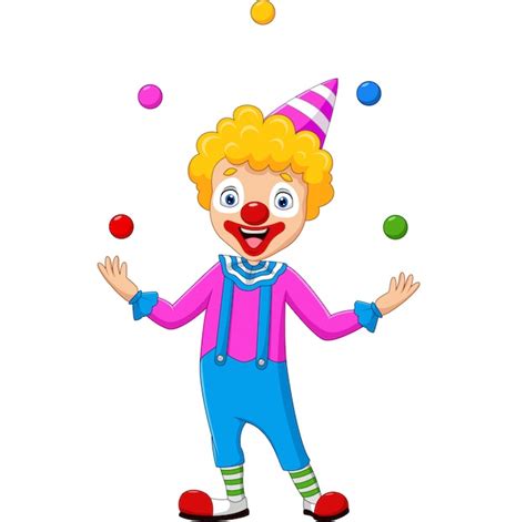 Premium Vector Happy Clown Juggling With Colorful Balls