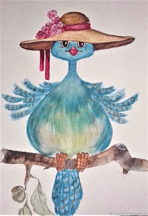 Livemaster Handmade Whimsical Art Bird Art Watercolor Art Paintings