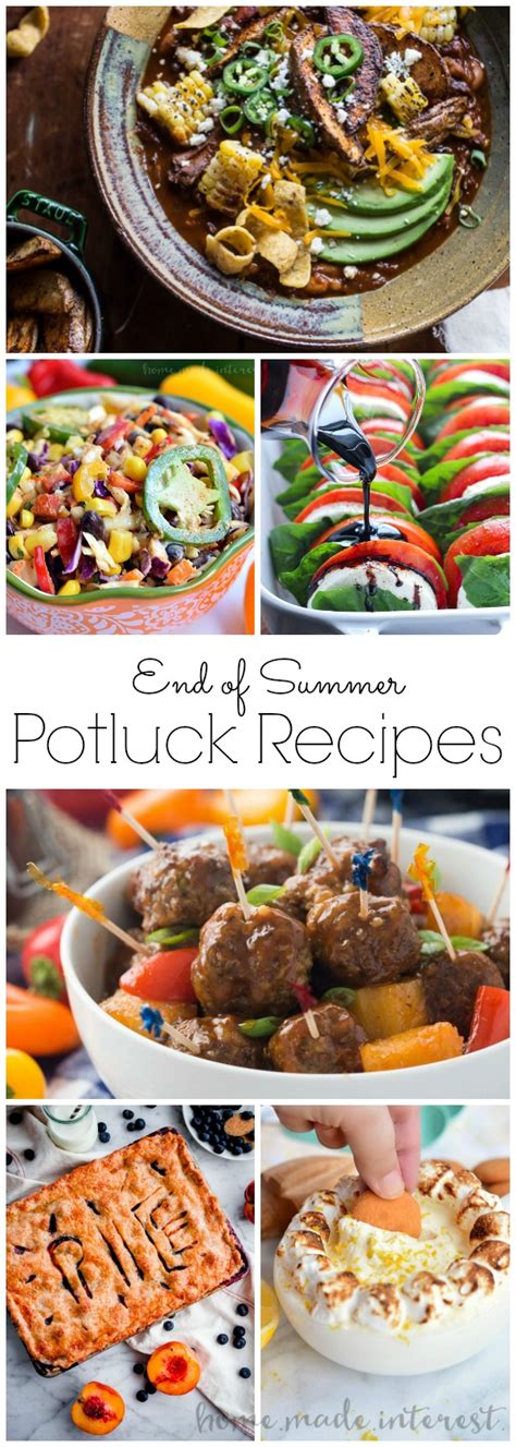 These cheap, quick, and easy potluck dishes are perfect for work parties and beyond. End of Summer Potluck Recipes - Home. Made. Interest.