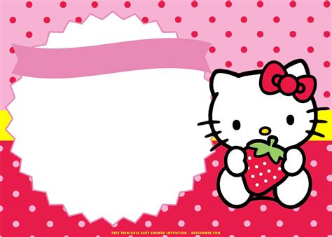 Free Printable Cute Hello Kitty Baby Shower Invitation Templates
