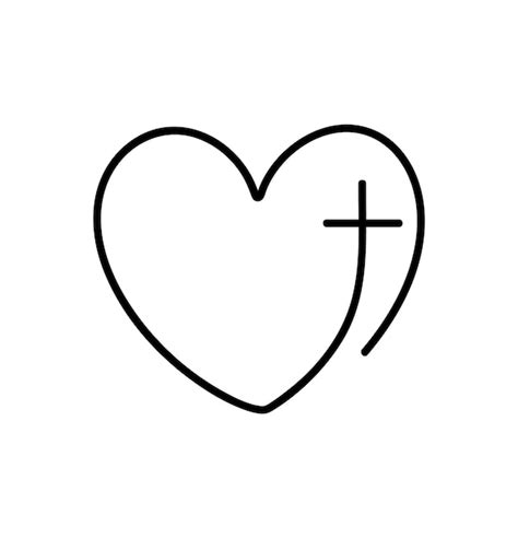 Premium Vector Vector Christian Logo Monoline Heart With Cross On A