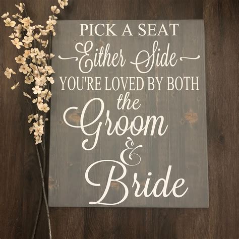 rustic wood wedding sign pick a seat not a side sign rustic wedding decor country wedding