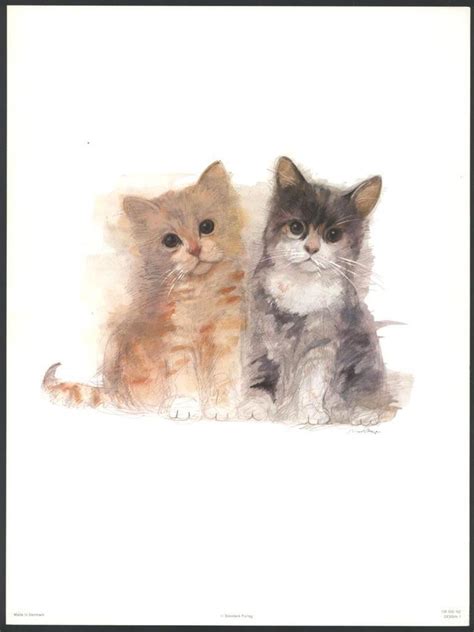 Mads Stage Original Kittens Tabby Grey Cats Watercolor Art Print Listed