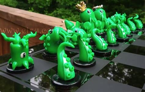 Polymer Clay Chess Set Cthulhu Chess1 Chess Board Game Board Game