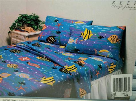 1986 Springs Industries Reef Pattern Bed Sheets Designed By Cheryl Johnson 50 Polyester 50