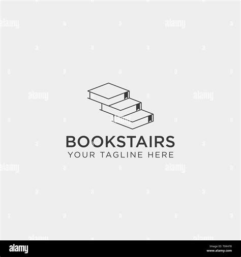 Book Stairs Line Art Logo Template Vector Illustration Icon Element