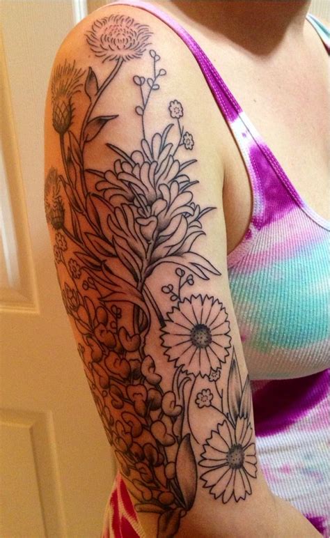 Texas Wildflowers New Sleeve Tattoo Getting Color In Three Weeks