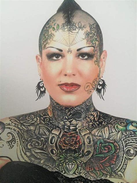 Beautiful Women Full Body Tattoo Head Tattoos Illustration Fashion