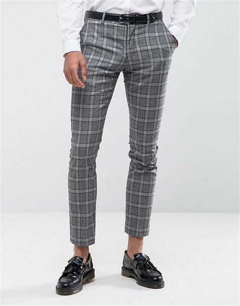 Selected Homme Slim Suit Pants In Salt N Pepper Check Gray Pants