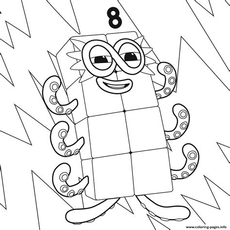 Numberblocks Number 8 Coloring Pages Printable