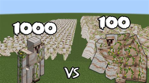1000 Iron Golems Vs 100 Giant Iron Golems Minecraft Youtube