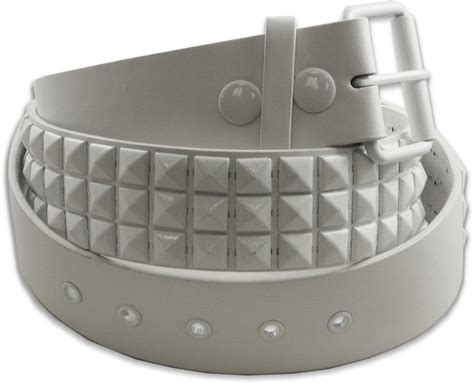 Classic White Pyramid Studded Leather Belt Bewild
