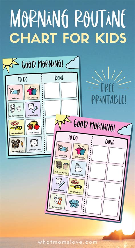 Paper Paper And Party Supplies Morning Chore Chart For Children Editable