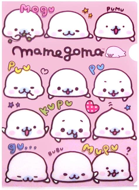 San X Mamegoma Pink Seals Plastic File Folder Kawaii Cute Kawaii
