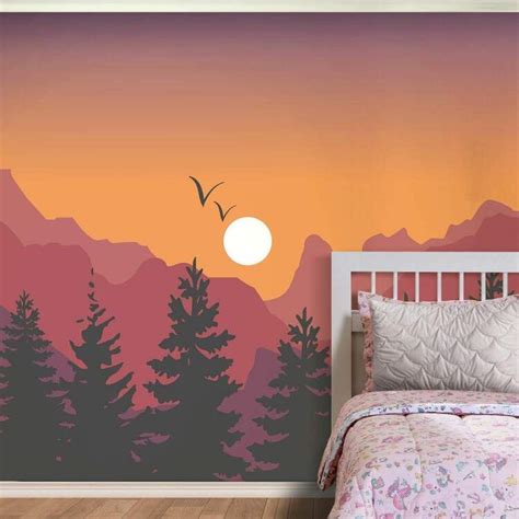 Foto Mural Paisagem Montanhas Pôr Do Sol 06