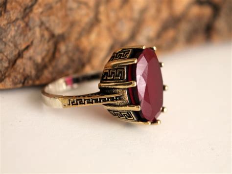 Ruby Ottoman Ring Hurrem Sultan Ring 925k Silver Ring Istanbul