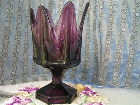 Amethyst Purple Glass Fenton Style Vase Or Compote Candy Dish Etsy Purple Glass Fenton