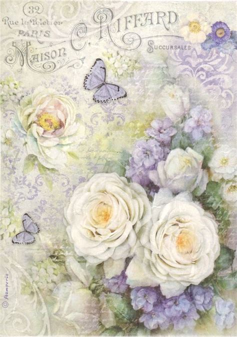 Rice Paper For Decoupage Scrapbook Craft Sheet Roses And Butterfly