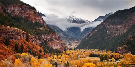 Ouray Stormy Autumn Panorama Ouray Colorado Mountain Photography