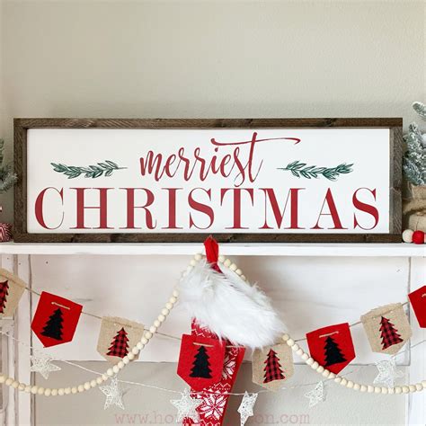 Merriest Christmas Hand Painted Green And Red Christmas Wooden Sign