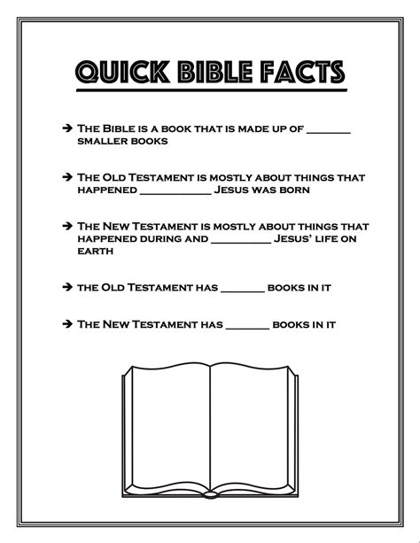 Quick Bible Facts Worksheet Go Ye Kids