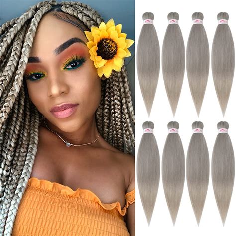 Buy Pre Stretched Braiding Hair Ombre Color 26inch Long Grey Braiding