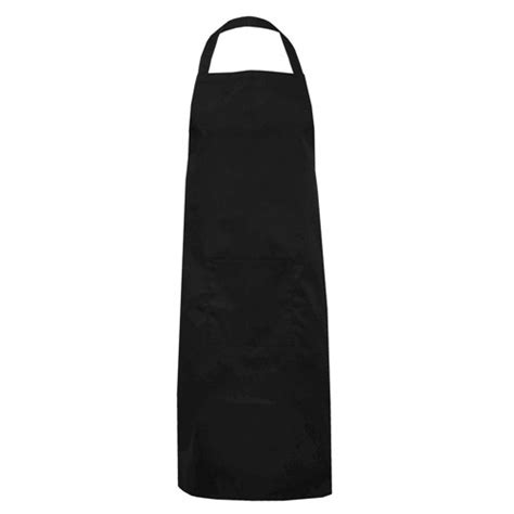 Chefs Long Bib Apron In Black With Pocket Chefskit