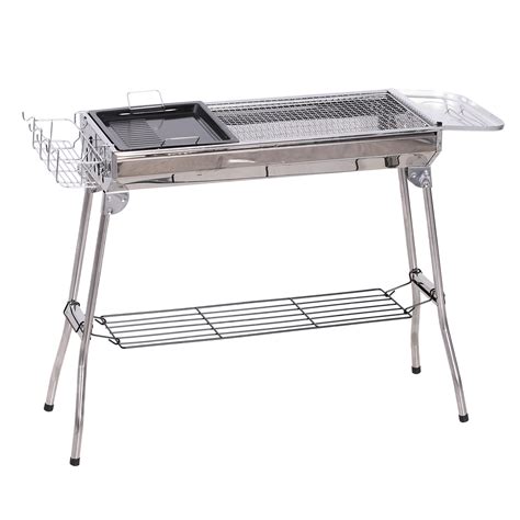 Small portable bbq barbecue steel charcoal grill out door. Outsunny Portable Folding Charcoal BBQ Grill Stainless ...